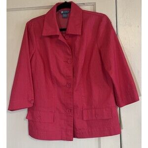 KORET Blazer Women’s S Hot Pink 3 Button 3/4 sleeves Cotton Blend Pockets Career